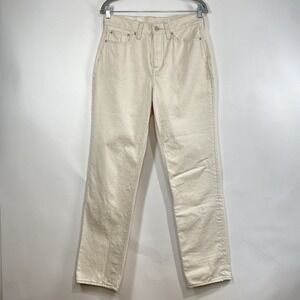 J Crew Womens Full Length Classic Straight Jeans High Rise Ivory Size 27 Preppy